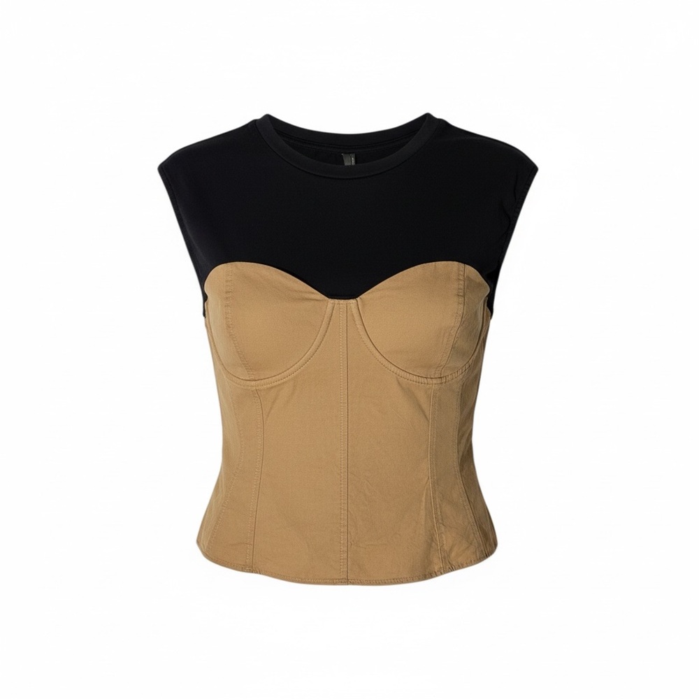 Maeve-Anthropologie Twofer top Sz: Small black and Tan Sleeveless Bustier Top